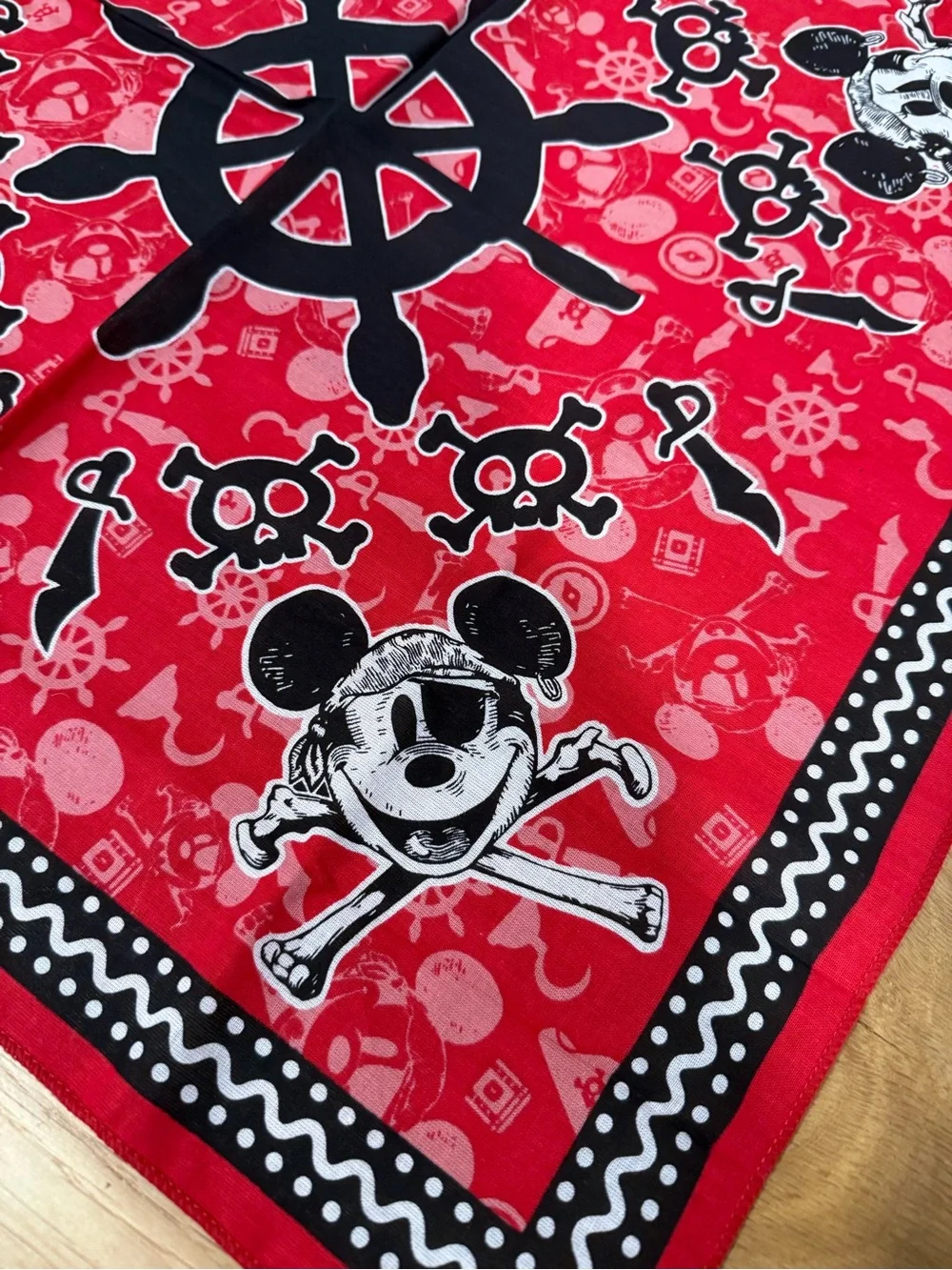 Disney Red Pirate Skull Bandana Scarf featuring Mickey-Set of 2